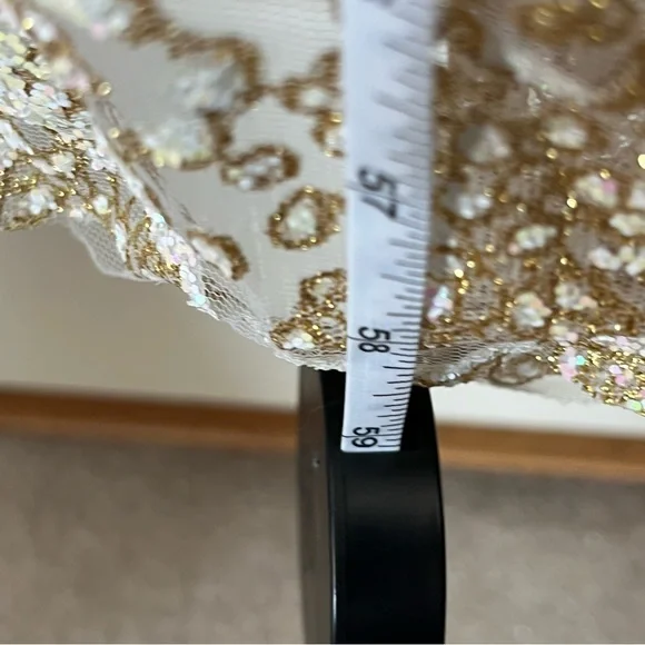 NWT Hello Molly Elegant Cream Sequin Maxi Formal Gown Size 4 - Picture 11 of 12